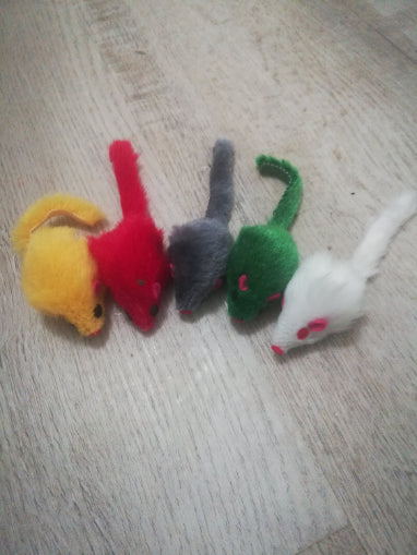 Cat Toy Rattle Mouse Mice Prey Play Encouragement Pack Of 5