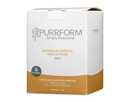 Cat Premium Organic Raw Food 5 Boxes Purrform Chicken Ground Bone & Liver Pouches